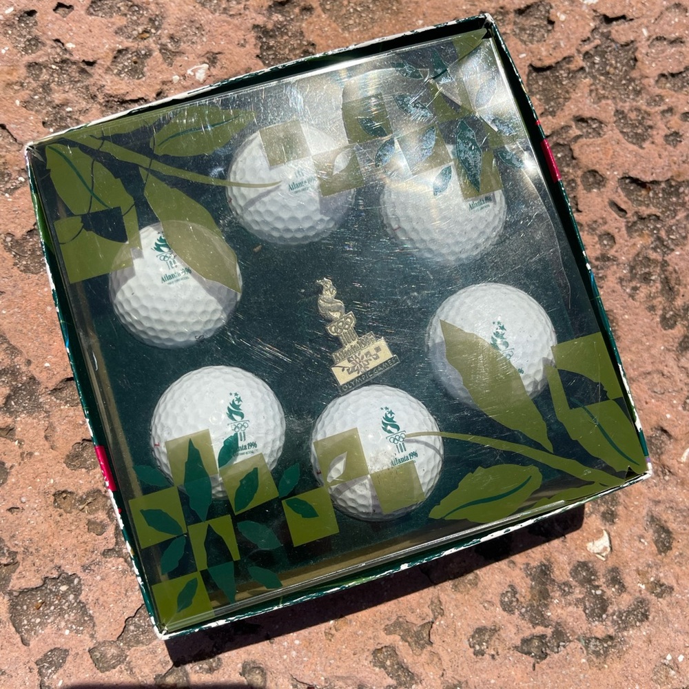 1996 Atlanta Olympics Logo-Printed White Golf Balls in Decorative Gift Box